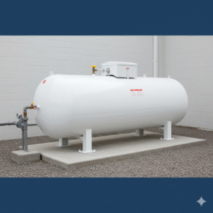 Large white propane tank for residential homes